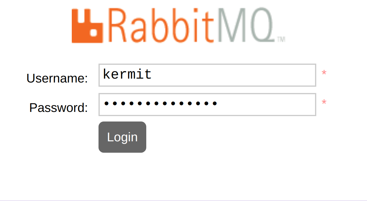 RabbitMQ Login Panel